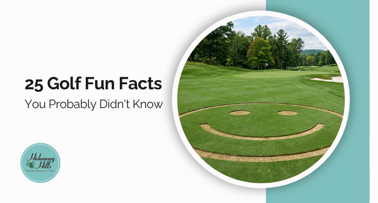 Smiley face carved out on a golf course for golf fun facts